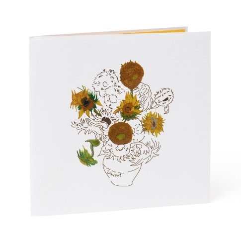 Van Gogh 3D pop-up card Sunflowers, white