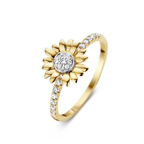 Van Gogh Gassan® Golden ring with 23 diamonds Sunflowers