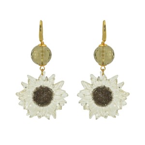 Van Gogh Resin and smoky quartz earrings Sunflowers, by Miccy’s
