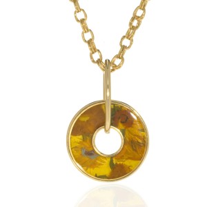 Van Gogh 22kt Gold plated pendant necklace Sunflowers, by Erwin Pearl®