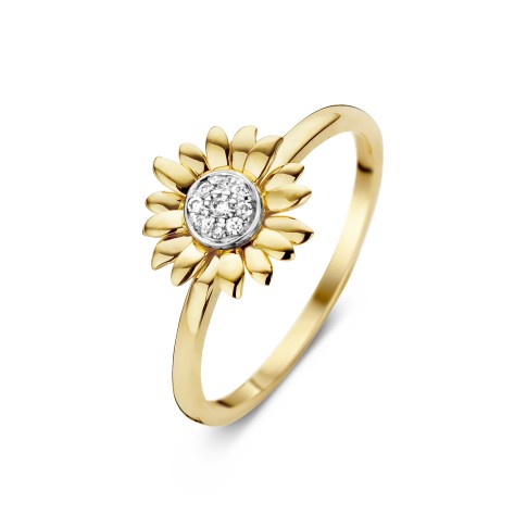 Van Gogh Gassan® Golden ring with 9 diamonds Sunflowers
