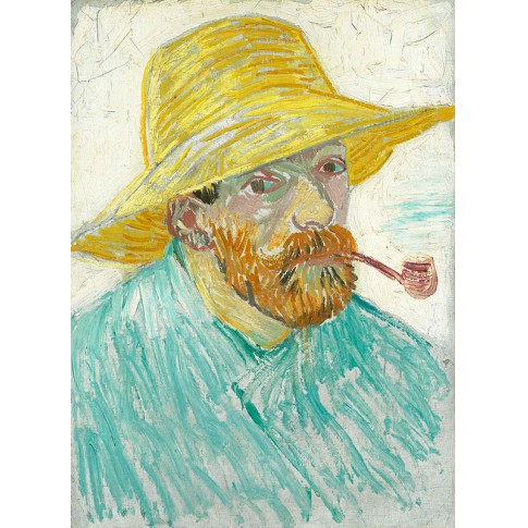 Van Gogh Giclée, Self-Portrait with Pipe and Straw Hat