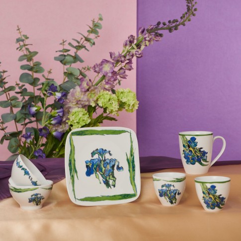 Plato de porcelana Van Gogh lirios y hojas, de Catchii®
