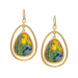 Van Gogh 22kt Goldplated teardrop earrings Irises, by Erwin Pearl®
