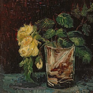 Van Gogh Giclée, Glass with Yellow Roses