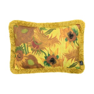 Van Gogh Kussenhoes Zonnebloemen gele franje 30x45