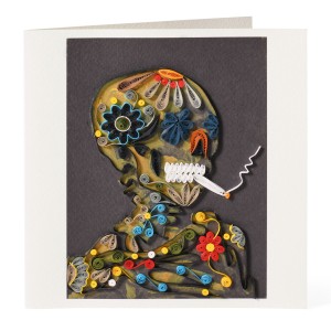 Van Gogh Ansichtkaart Filigrain, Kop van een skelet met brandende sigaret