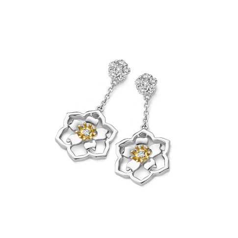 Van Gogh Gassan® Gouden oorhangers met diamant Amandelbloesem