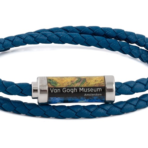Van Gogh Tateossian® leren gevlochten armband blauw