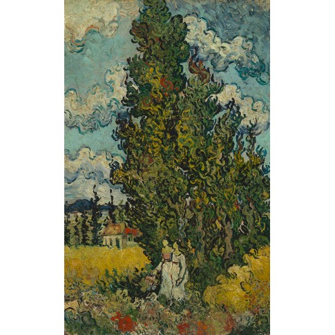 Van Gogh Giclée, Cipressen en twee vrouwen